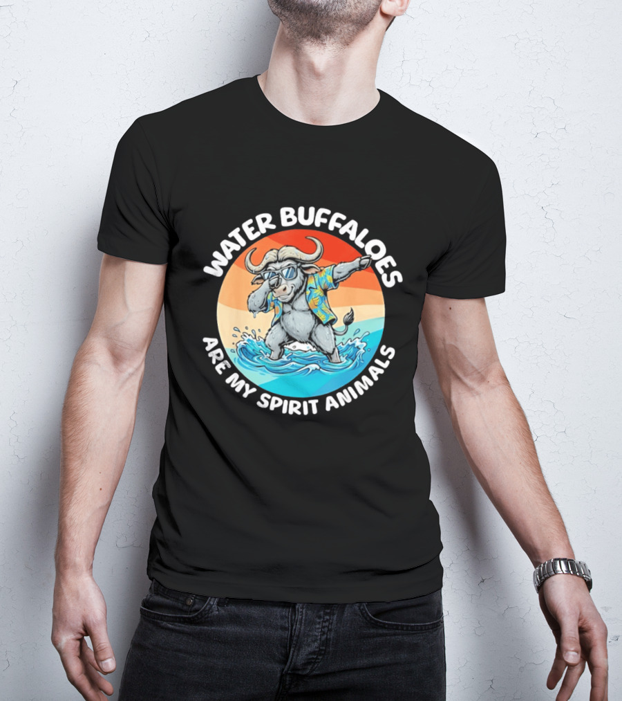 Water Buffaloes Are My Spirit Animals Dabbing Tropical Sunset T-Shirt