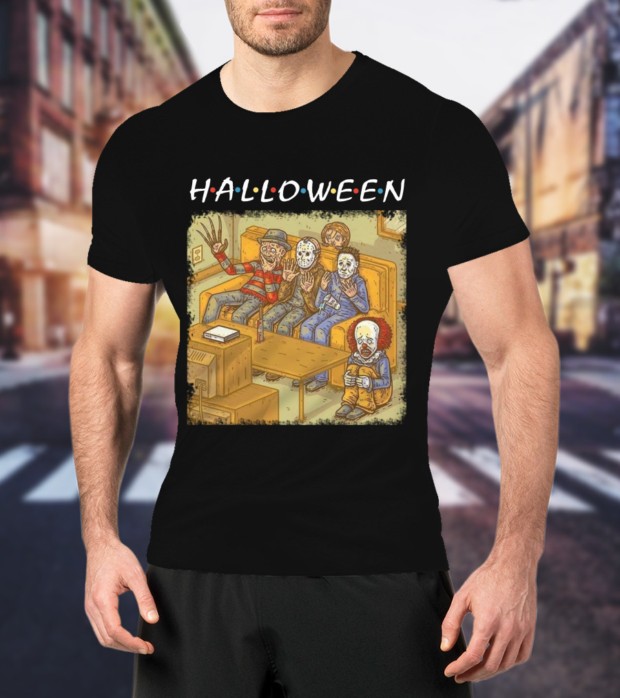 Halloween Horror Icons Relax On Couch T-Shirt