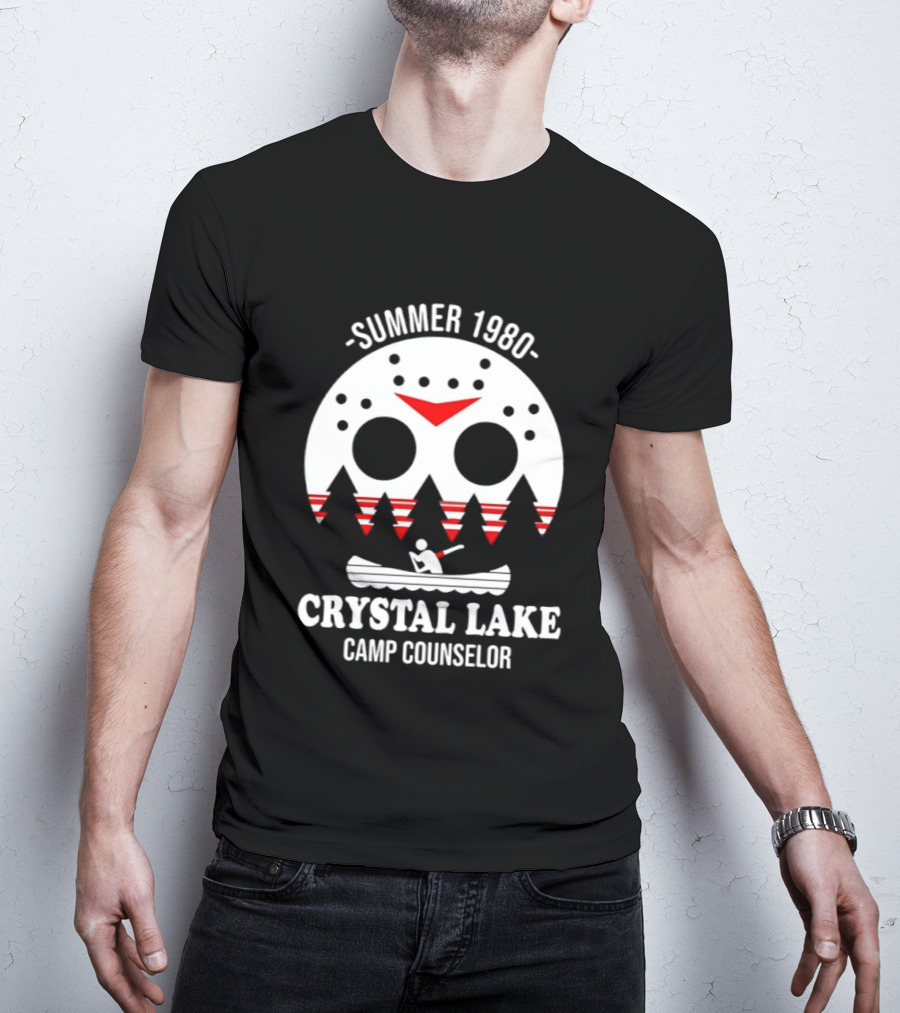 Jason Voorhees Summer 1980 Crystal Lake Camp Counselor Canoe Mask Retro Horror T-Shirt