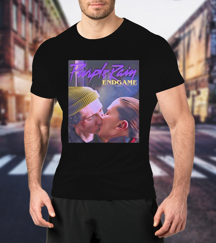 Purple Rain Endgame Mike Eleven Kissing Stranger Things T-Shirt