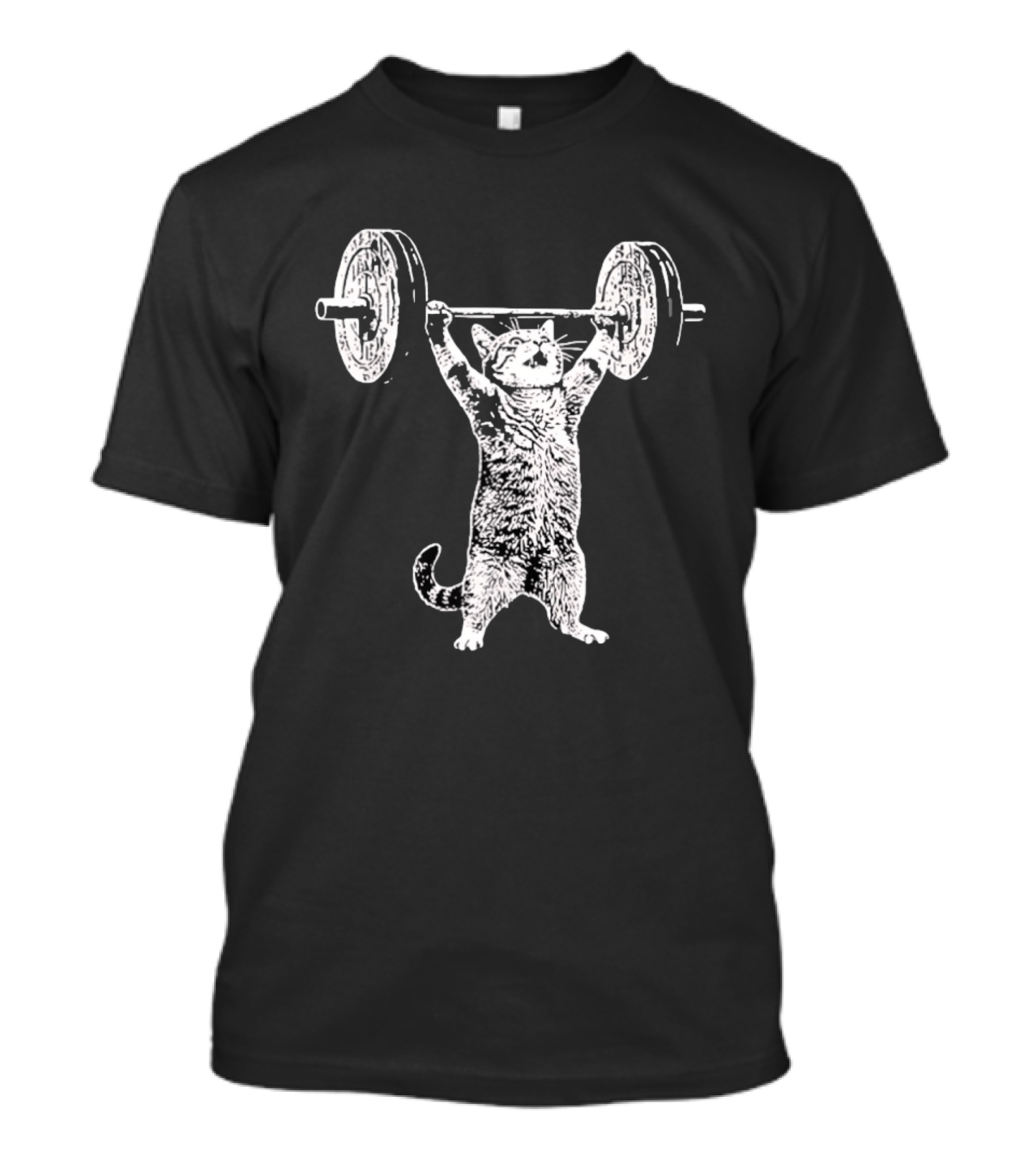 Cat Shoulder Overhead Press Weightlifting Feline Lifting Barbell T-Shirt