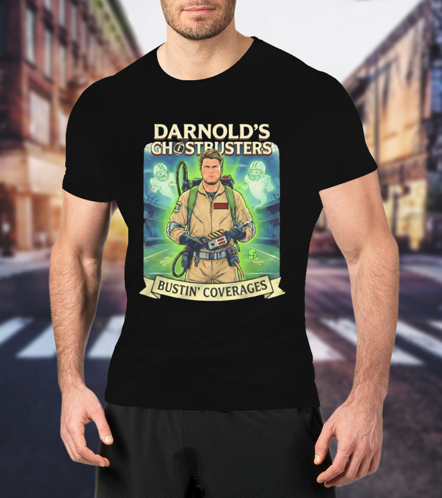 Darnold's Ghostbusters Bustin' Coverages Paranormal NFL Football Action T-Shirt