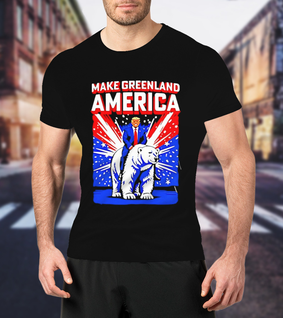 Make Greenland America Trump Riding Polar Bear T-Shirt