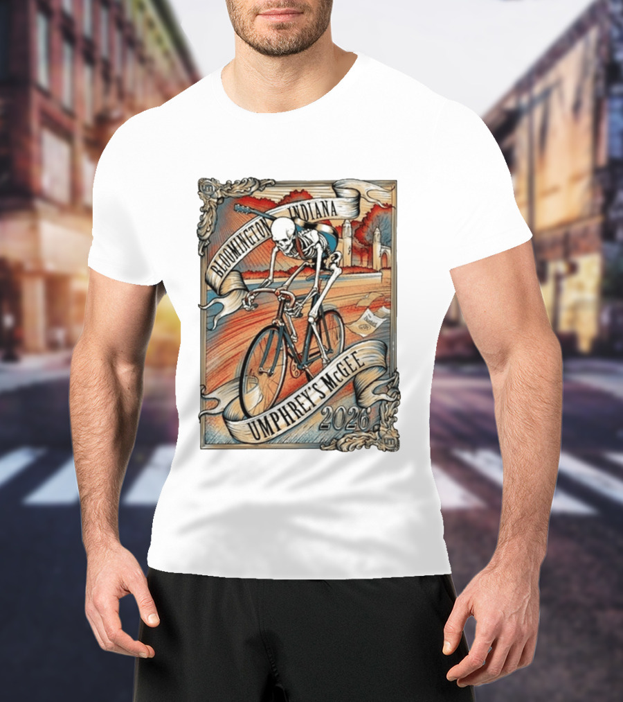 Umphrey's McGee Bloomington Indiana 2026 Skeleton Cycling T-Shirt