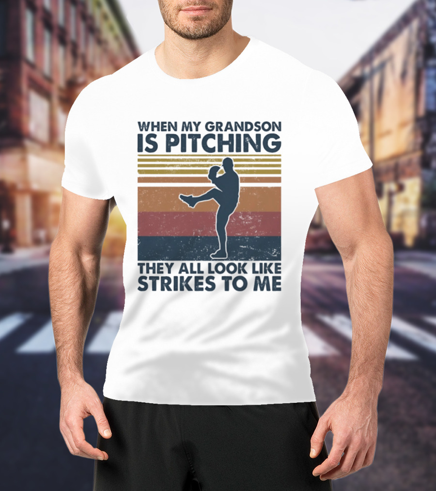 Grandson Pitching Baseball Strikes T-Shirt