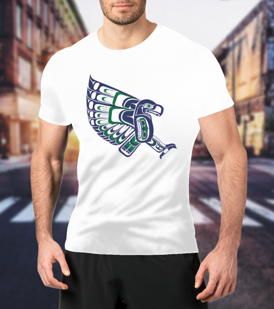 Seattle Football Native American Inspired Hawk Bird Wing T-Shirt