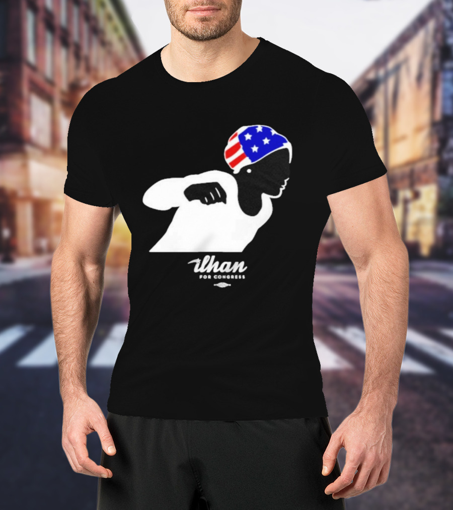 Ilhan For Congress Patriotic Runner Icon Don't Let Bullies Win T-Shirt