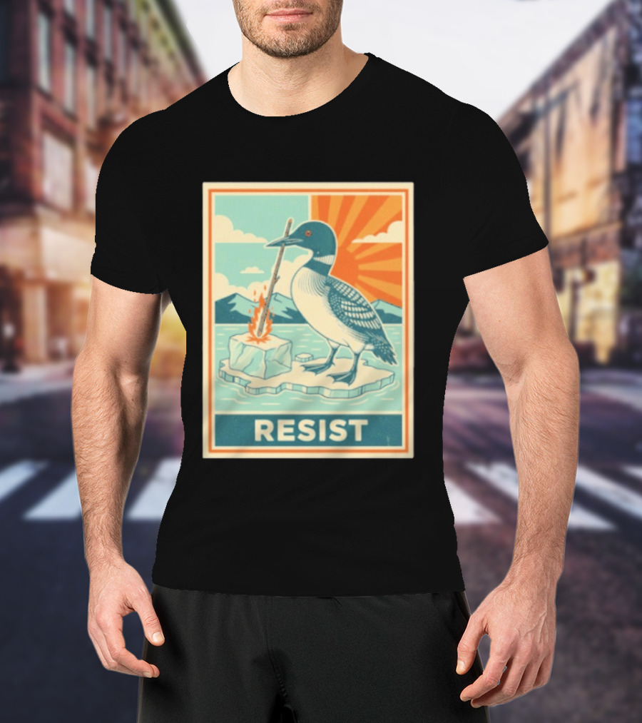 Loon Resist Climate Change Minnesota ICE Nature Conservation T-Shirt