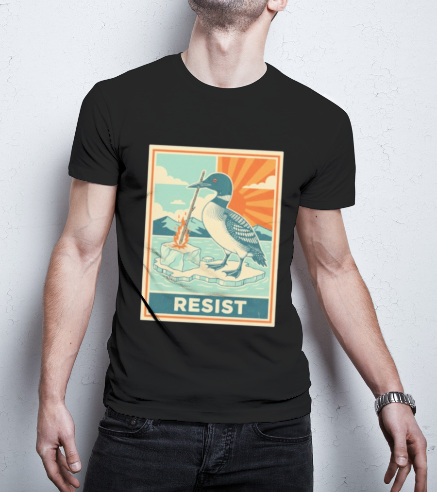 Loon Resist Climate Change Minnesota ICE Nature Conservation T-Shirt