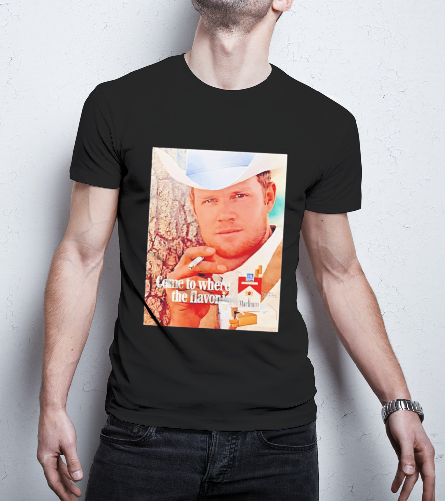 Come To Where The Flavor Is Marlboro Man Cowboy White Hat Cigarette T-Shirt