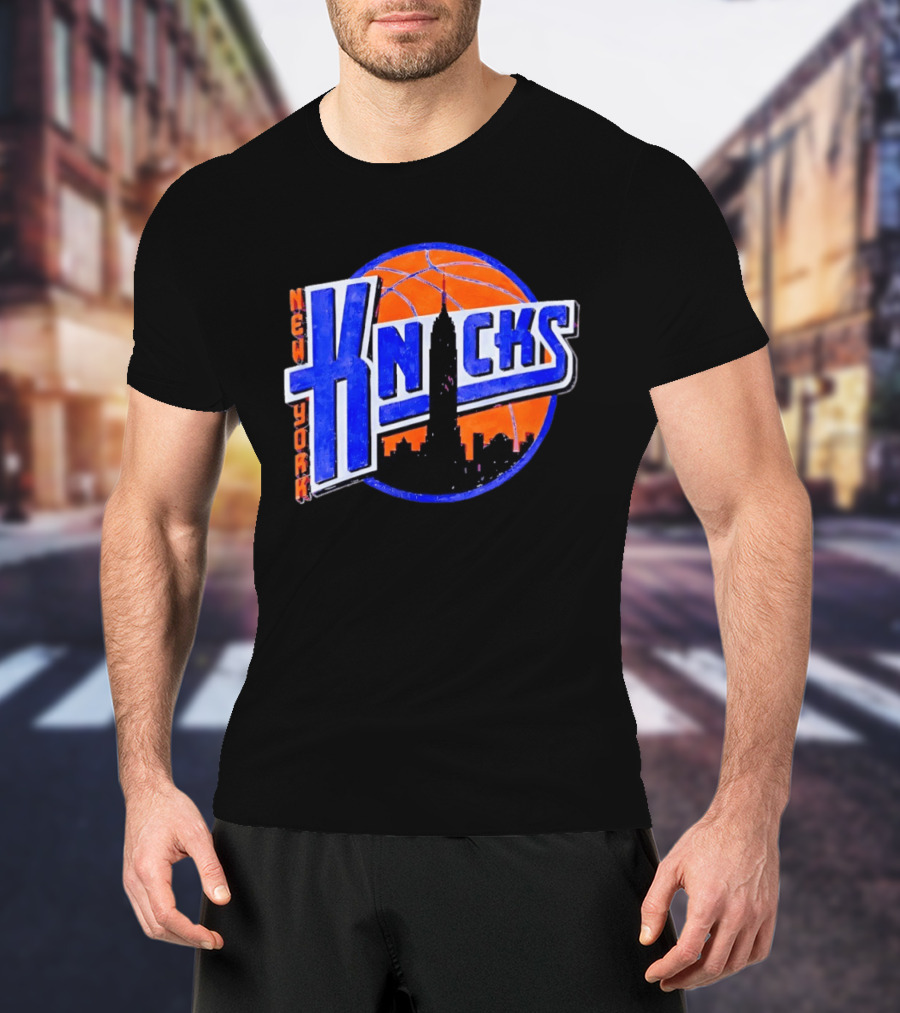 New York Knicks NBA Old School Basketball Skyline 2026 T-Shirt