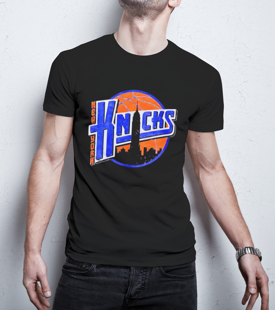 New York Knicks NBA Old School Basketball Skyline 2026 T-Shirt