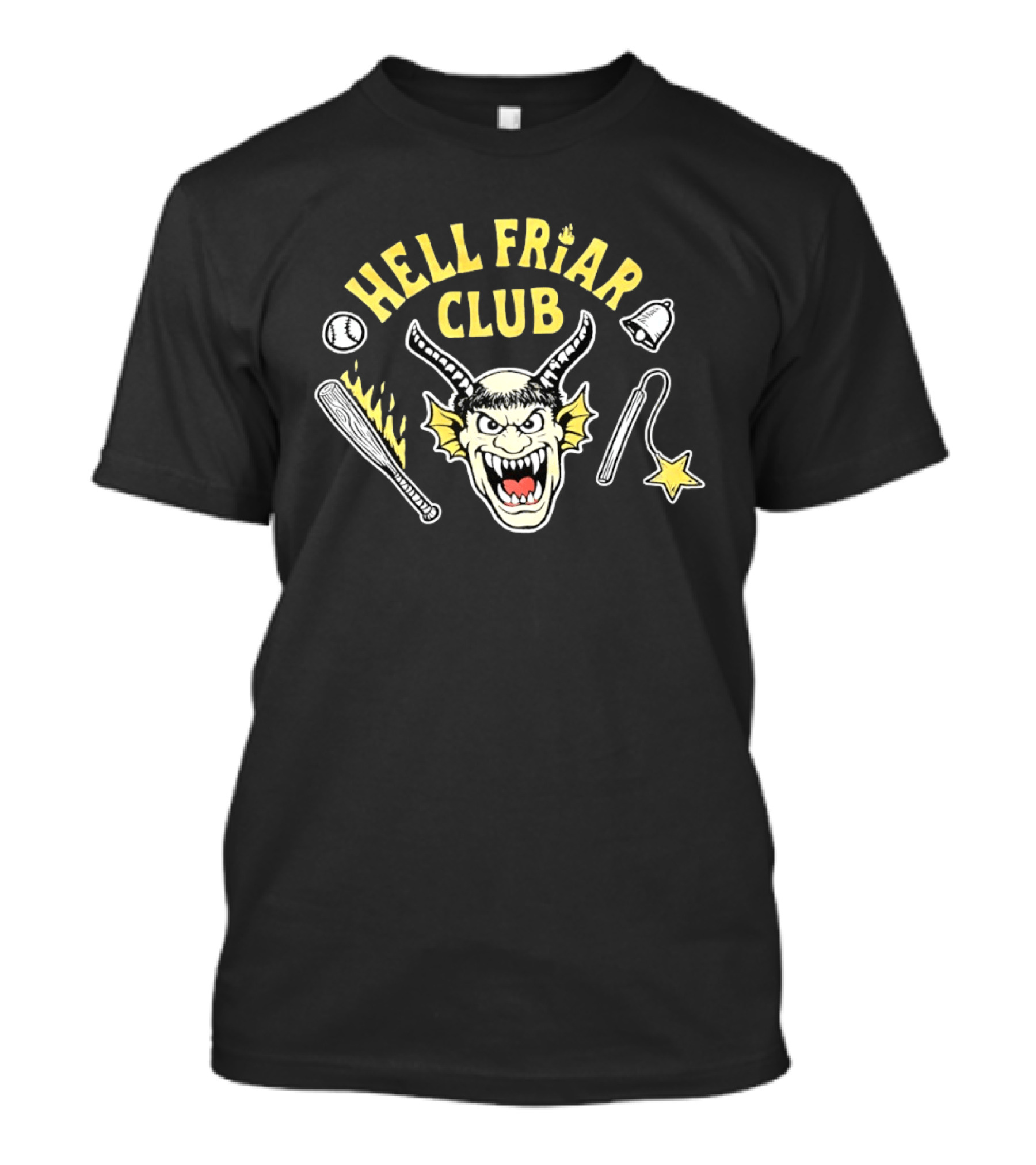 Hell Friar Club Baseball Bat Devil Bell Star T-Shirt