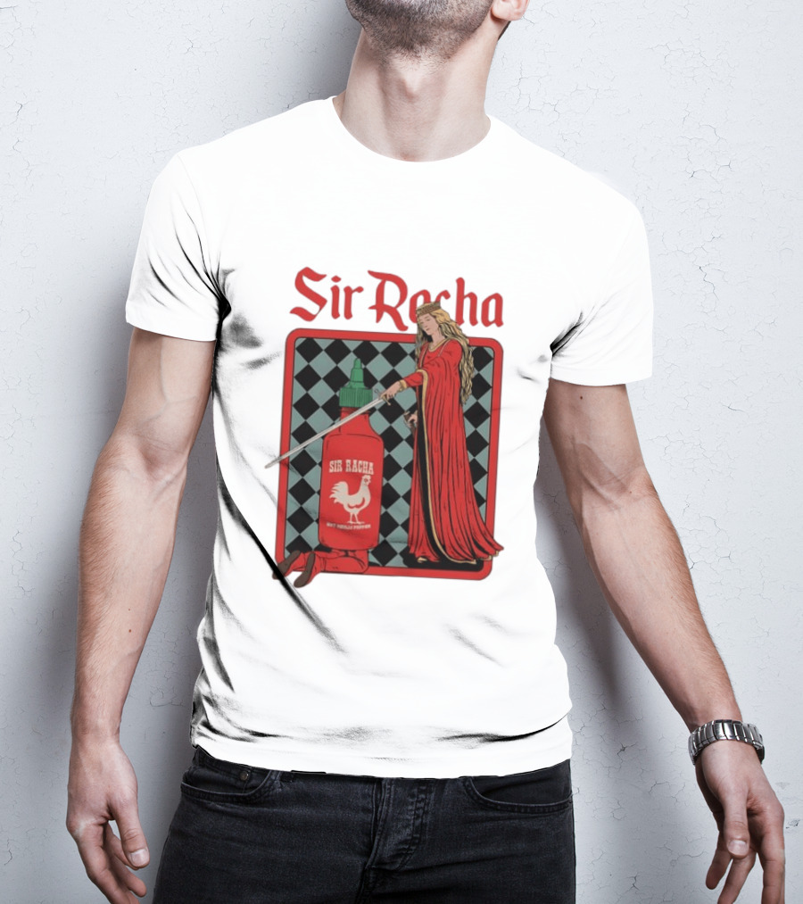 Sir Racha Hot Chilli Pepper Sauce Medieval Knight And Lady T-Shirt