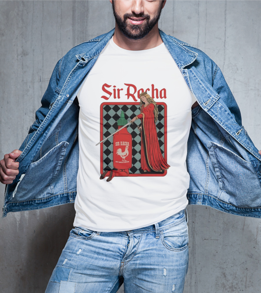 Sir Racha Hot Chilli Pepper Sauce Medieval Knight And Lady T-Shirt