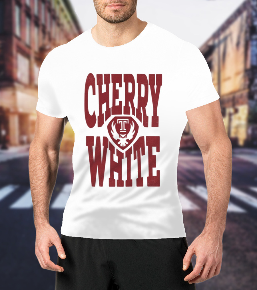 Temple Owls Cherry White T T-Shirt