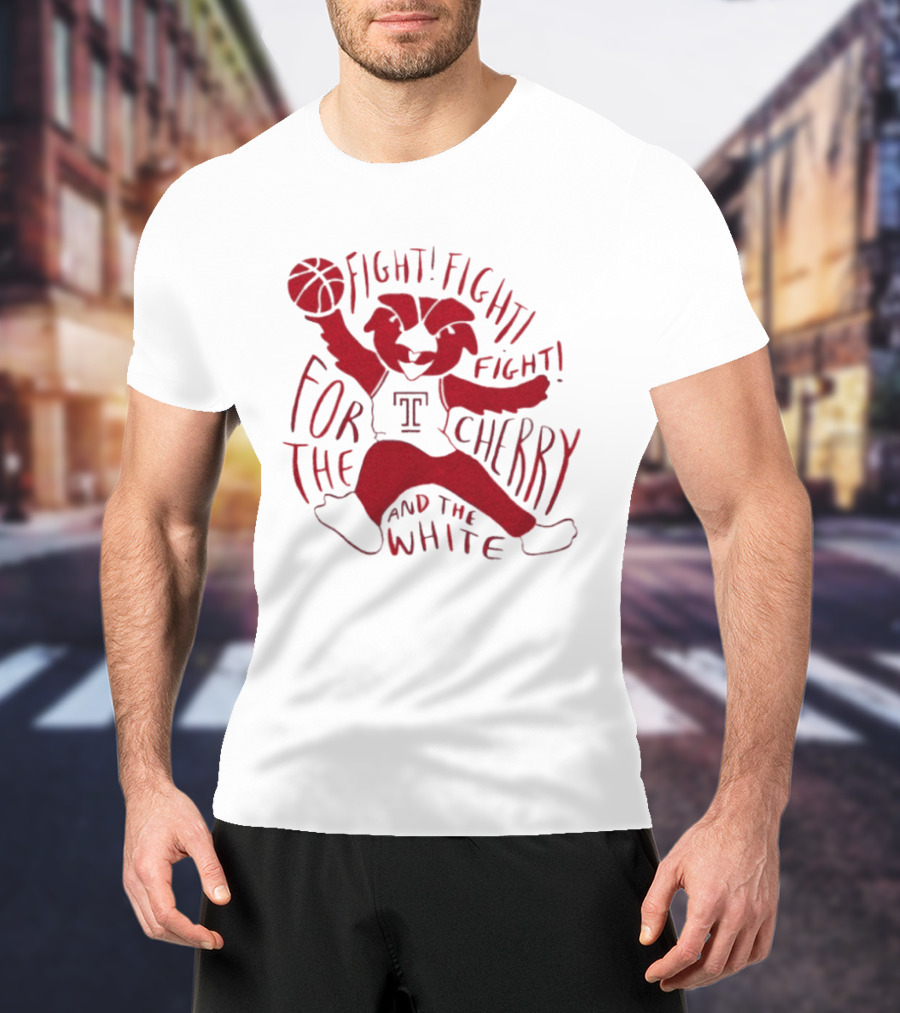 Temple Owls Mascot Fight For The Cherry And The White T-Shirt