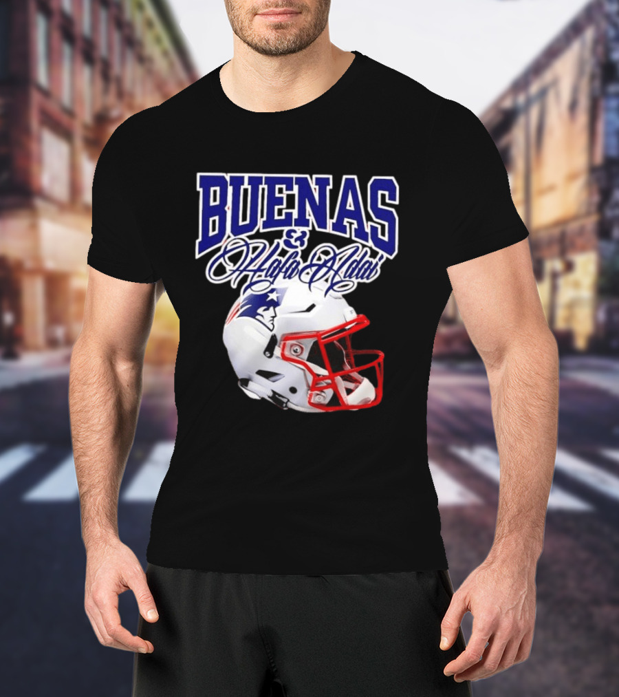 Buenas Hafa Adai New England Patriots Football Helmet T-Shirt
