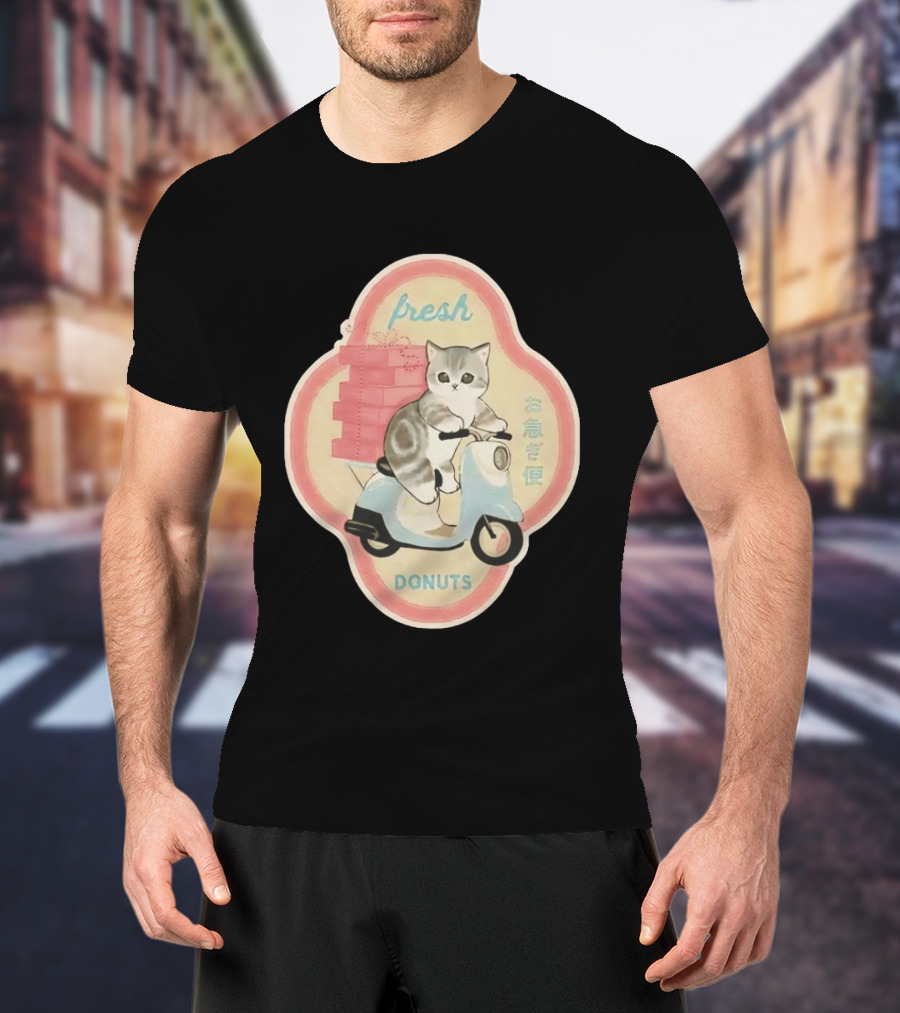 Fresh Cat Mofusand Donuts Delivery Scooter Japan T-Shirt