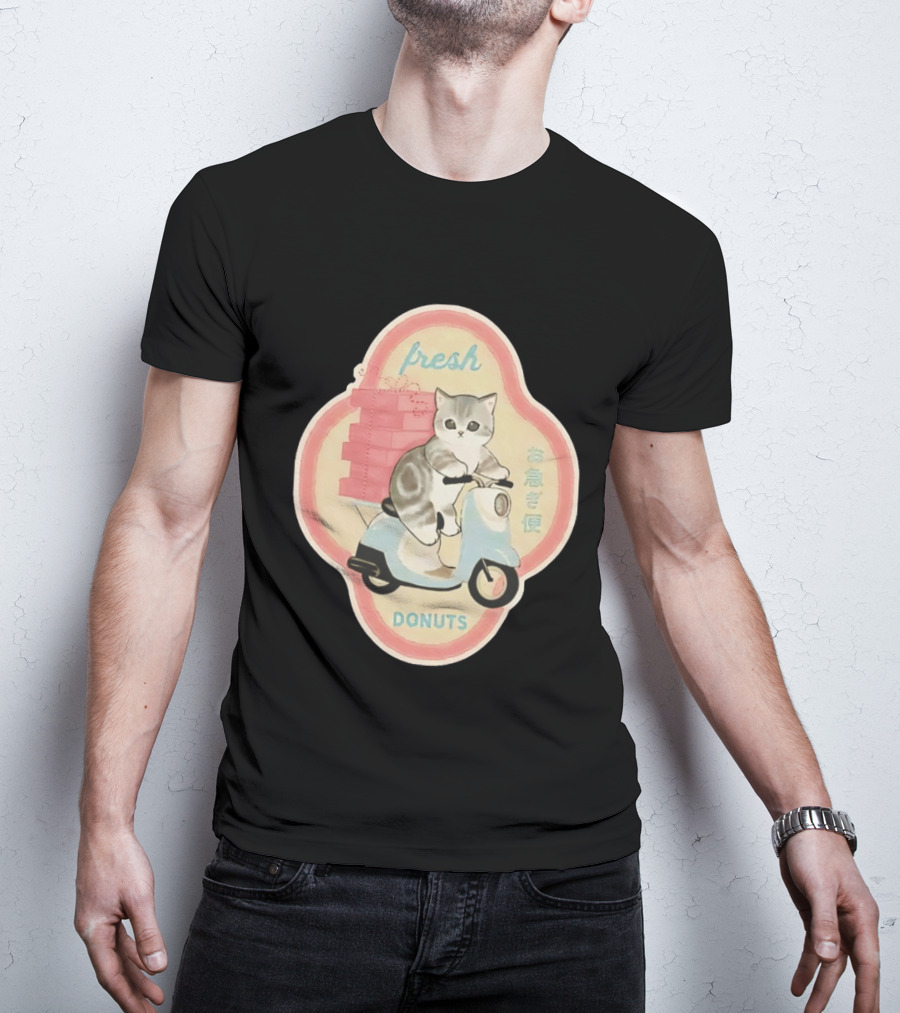 Fresh Cat Mofusand Donuts Delivery Scooter Japan T-Shirt
