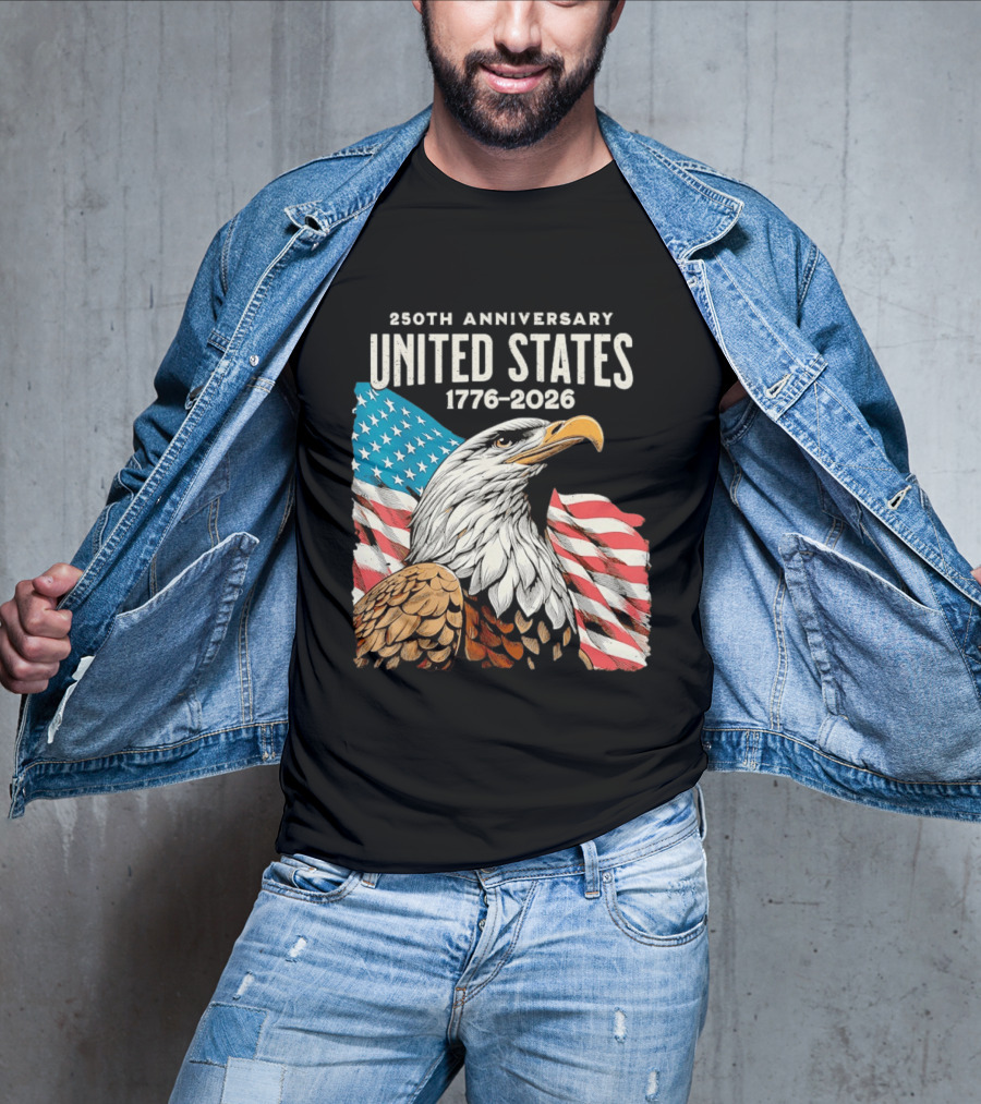 250th Anniversary United States 1776 2026 Bald Eagle And American Flag T-Shirt