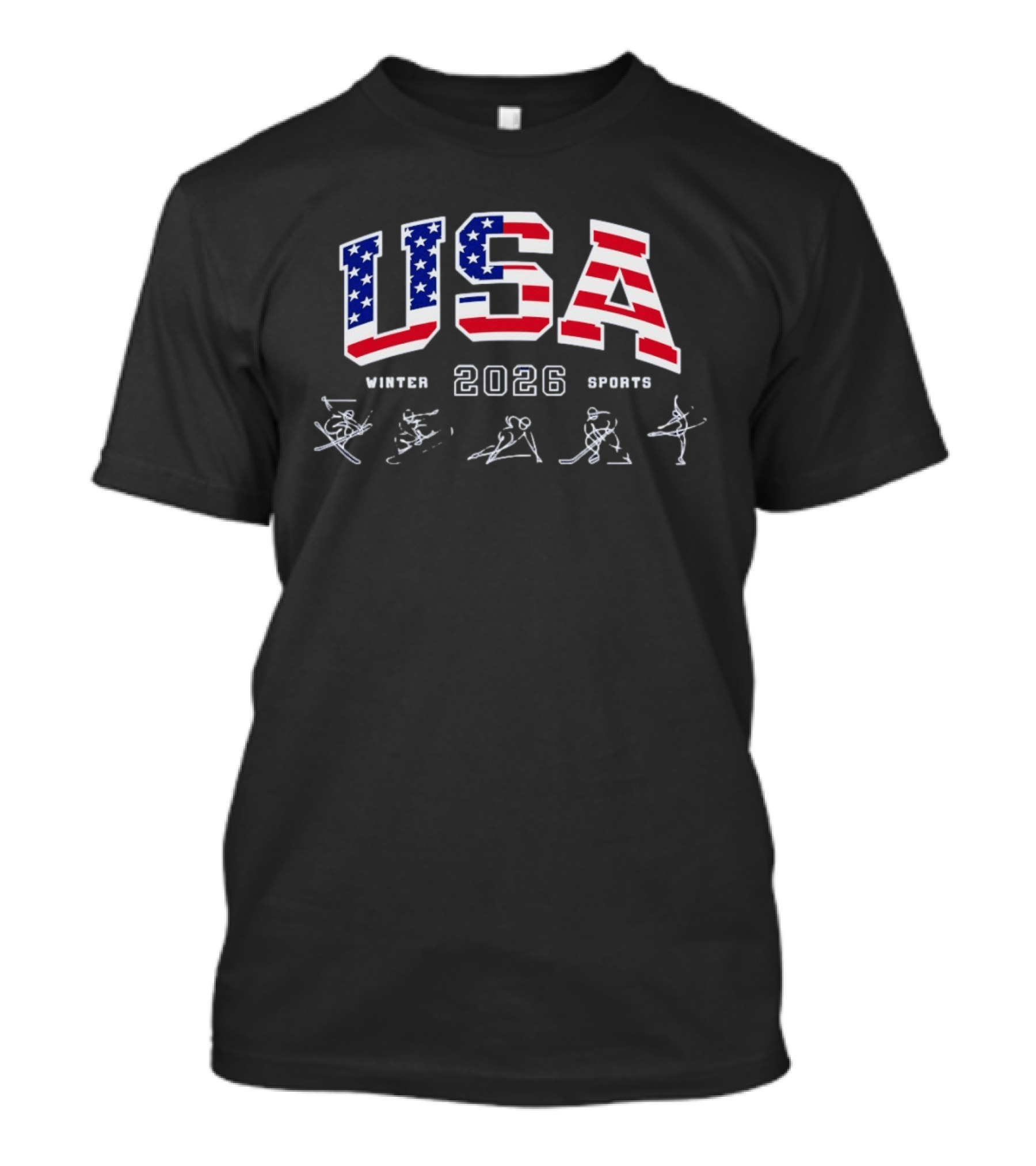 USA Winter Sports 2026 Winter Skating Skiing T-Shirt
