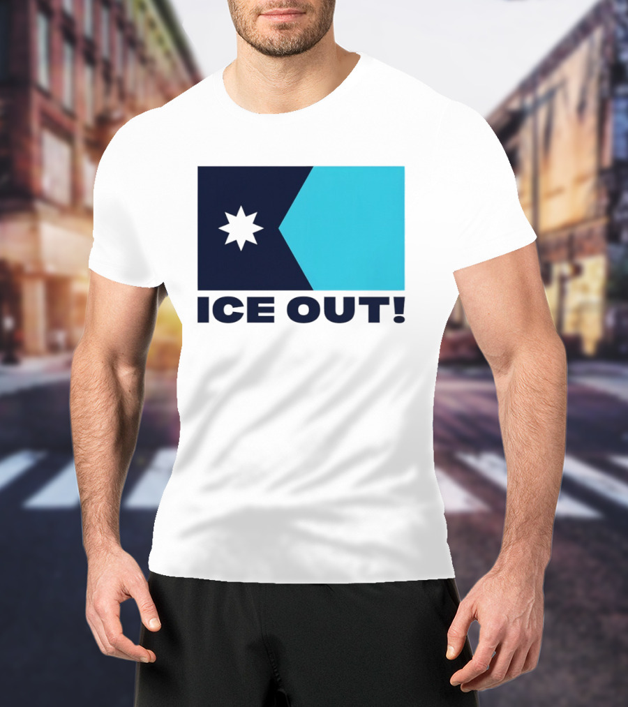Ice Out Minnesota Star Flag T-Shirt