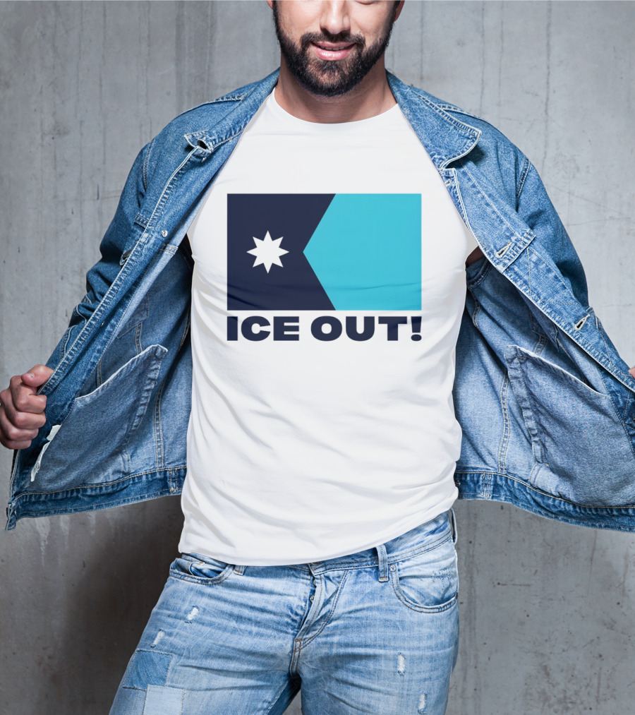 Ice Out Minnesota Star Flag T-Shirt