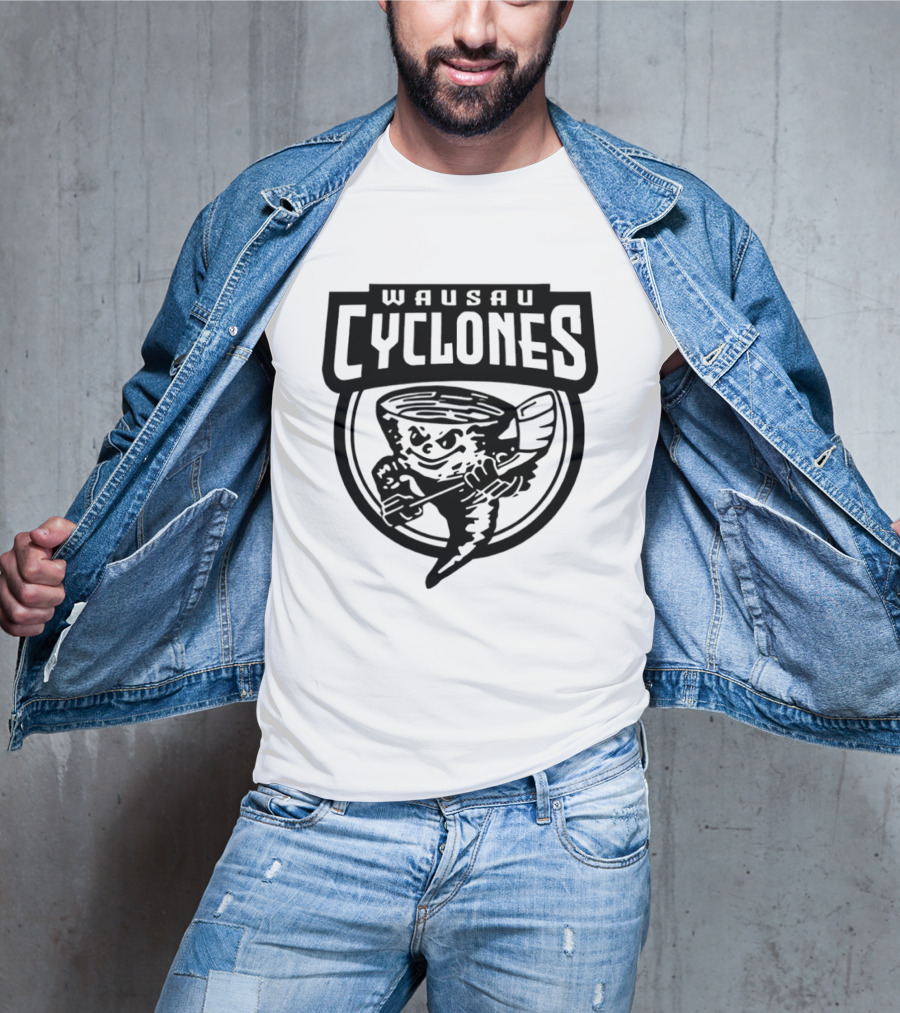 Wausau Cyclones Hockey 2025 Tornado Mascot Holding Stick T-Shirt