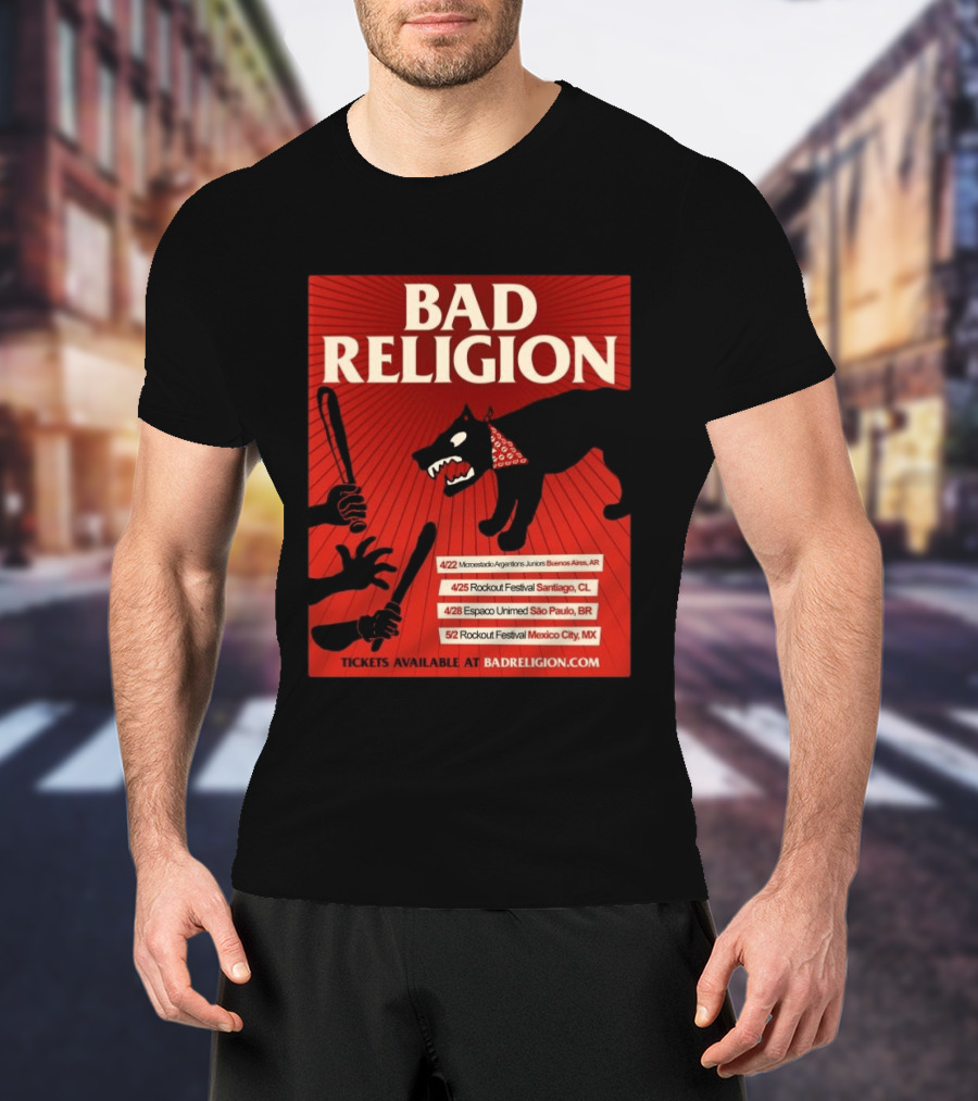 Bad Religion Tour 2026 Latin America Dates Buenos Aires Santiago São Paulo Mexico City T-Shirt