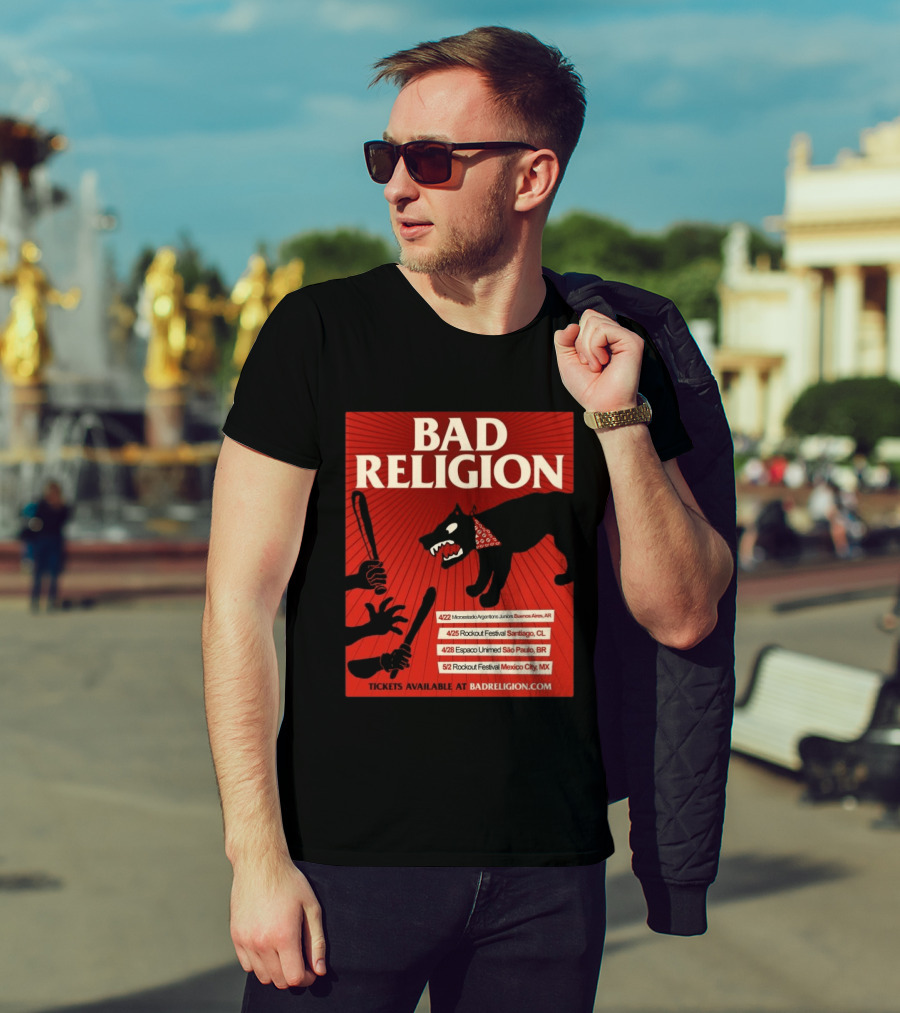 Bad Religion Tour 2026 Latin America Dates Buenos Aires Santiago São Paulo Mexico City T-Shirt