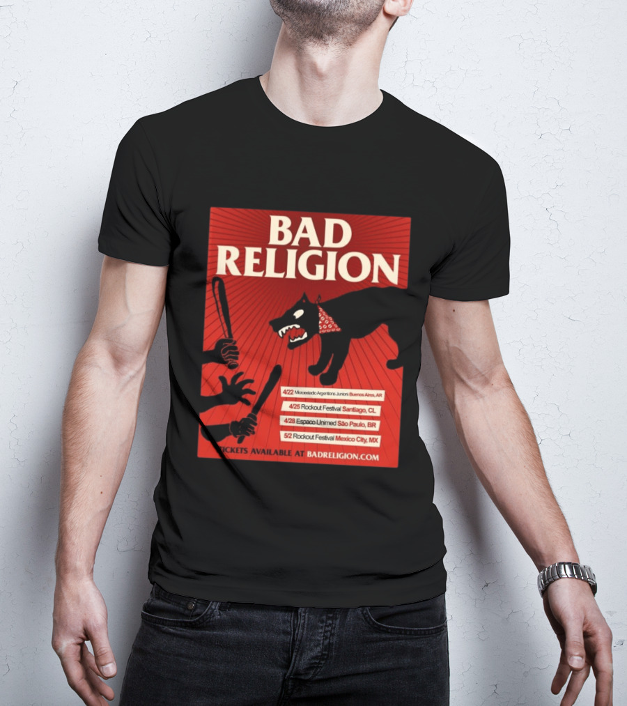 Bad Religion Tour 2026 Latin America Dates Buenos Aires Santiago São Paulo Mexico City T-Shirt