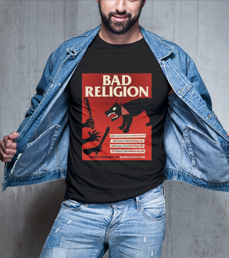 Bad Religion Tour 2026 Latin America Dates Buenos Aires Santiago São Paulo Mexico City T-Shirt