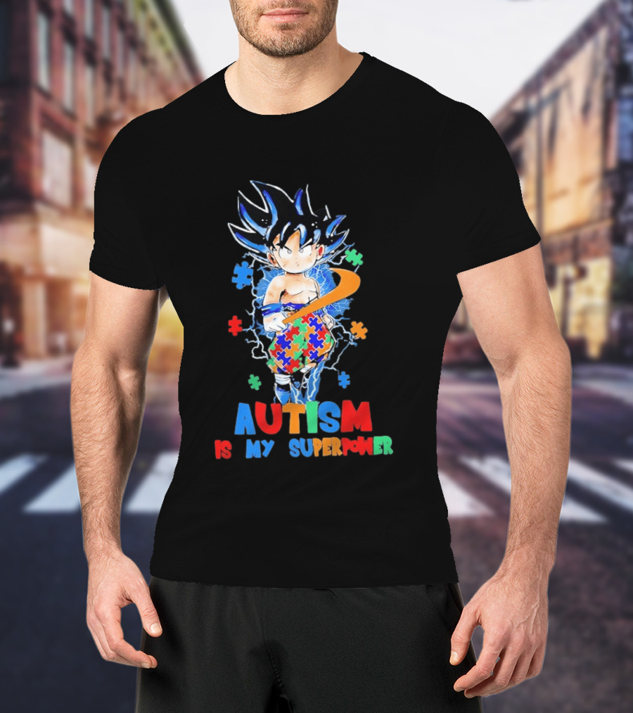 Dragon Ball Son Goku Autism Is My Superpower Puzzle Piece T-Shirt