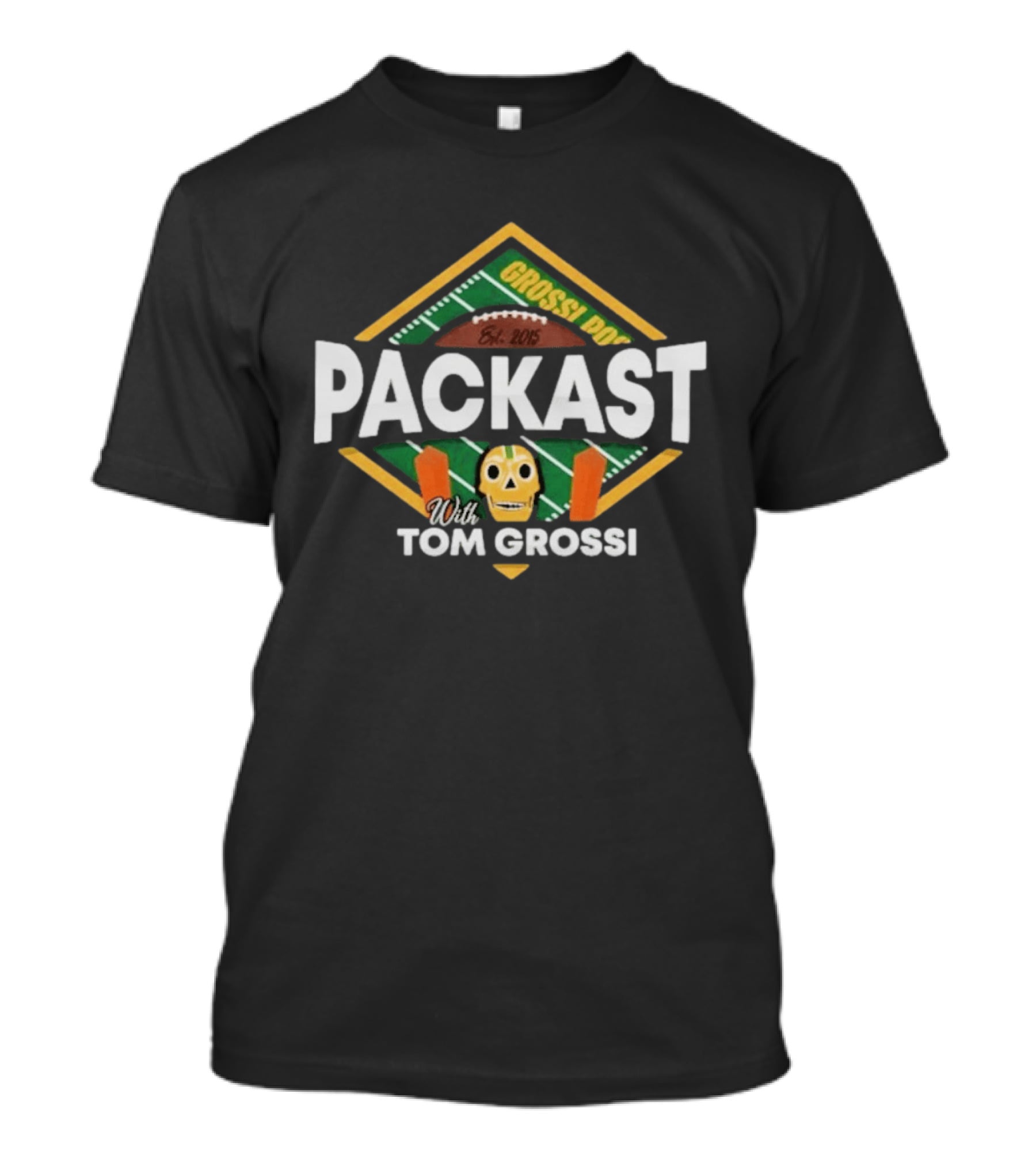 Packast With Tom Grossi Est 2015 Football Field Skull T-Shirt