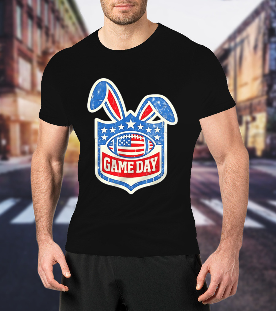 Easter Football Game Day American Bad Bunny Stars Stripes T-Shirt