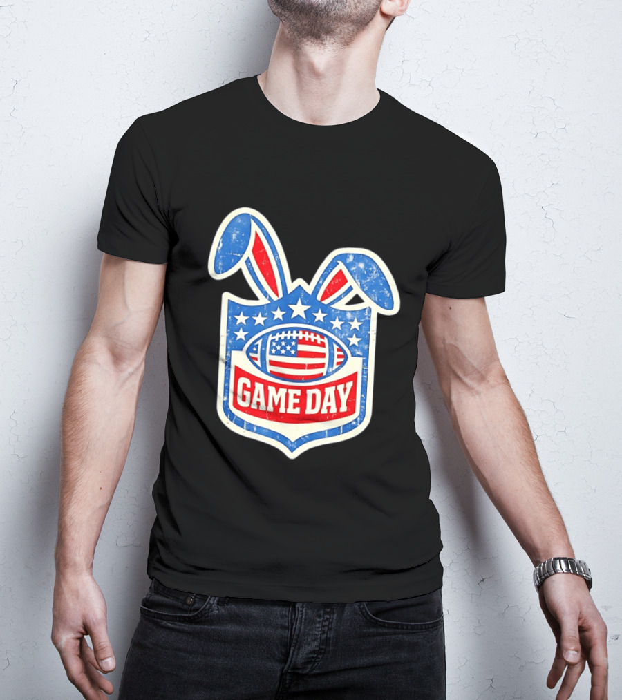 Easter Football Game Day American Bad Bunny Stars Stripes T-Shirt