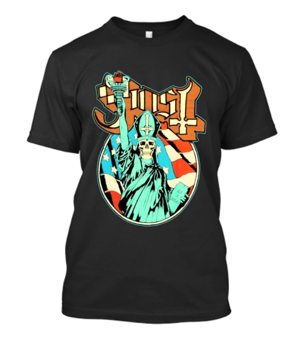 Ghost Statue Of Liberty Skeleton Torch Metal Band T-Shirt