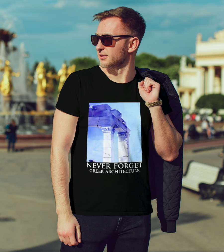 Never Forget Greek Architecture Two Columns T-Shirt
