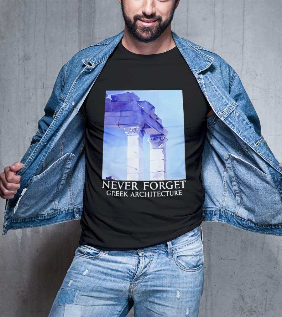 Never Forget Greek Architecture Two Columns T-Shirt