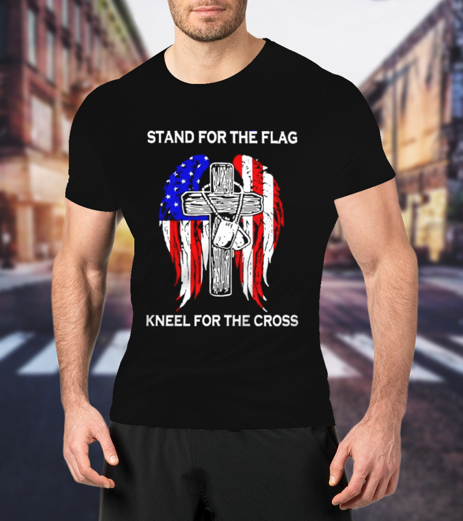 Stand For The Flag Kneel For The Cross USA Wings T-Shirt
