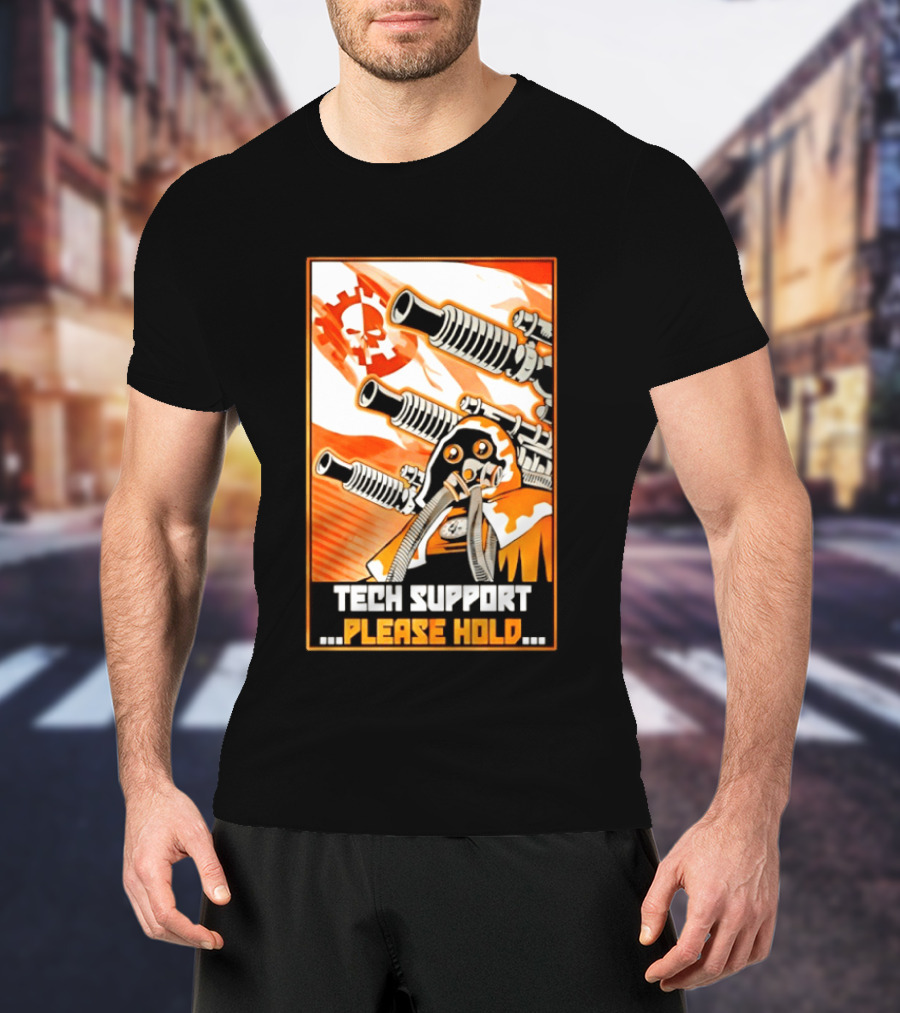 Tech Support Please Hold Skull And Crossbones With Retro Helmets And Cannons T-Shirt