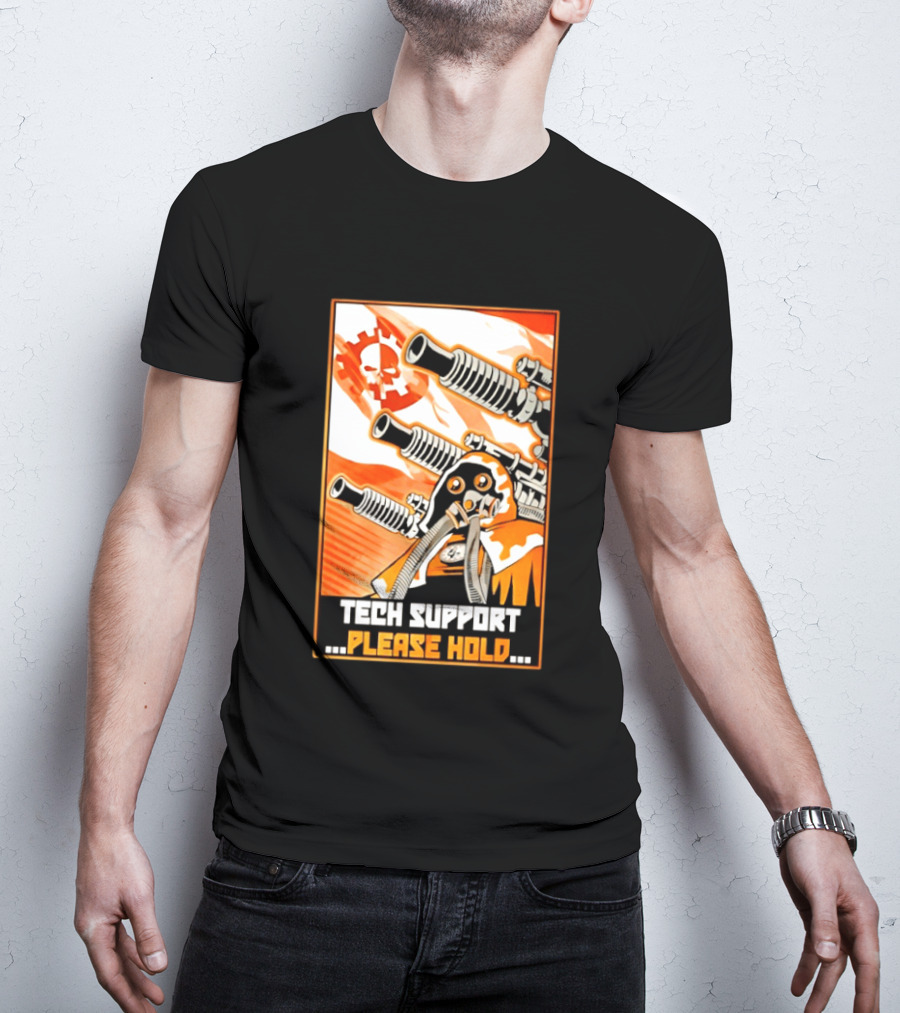 Tech Support Please Hold Skull And Crossbones With Retro Helmets And Cannons T-Shirt