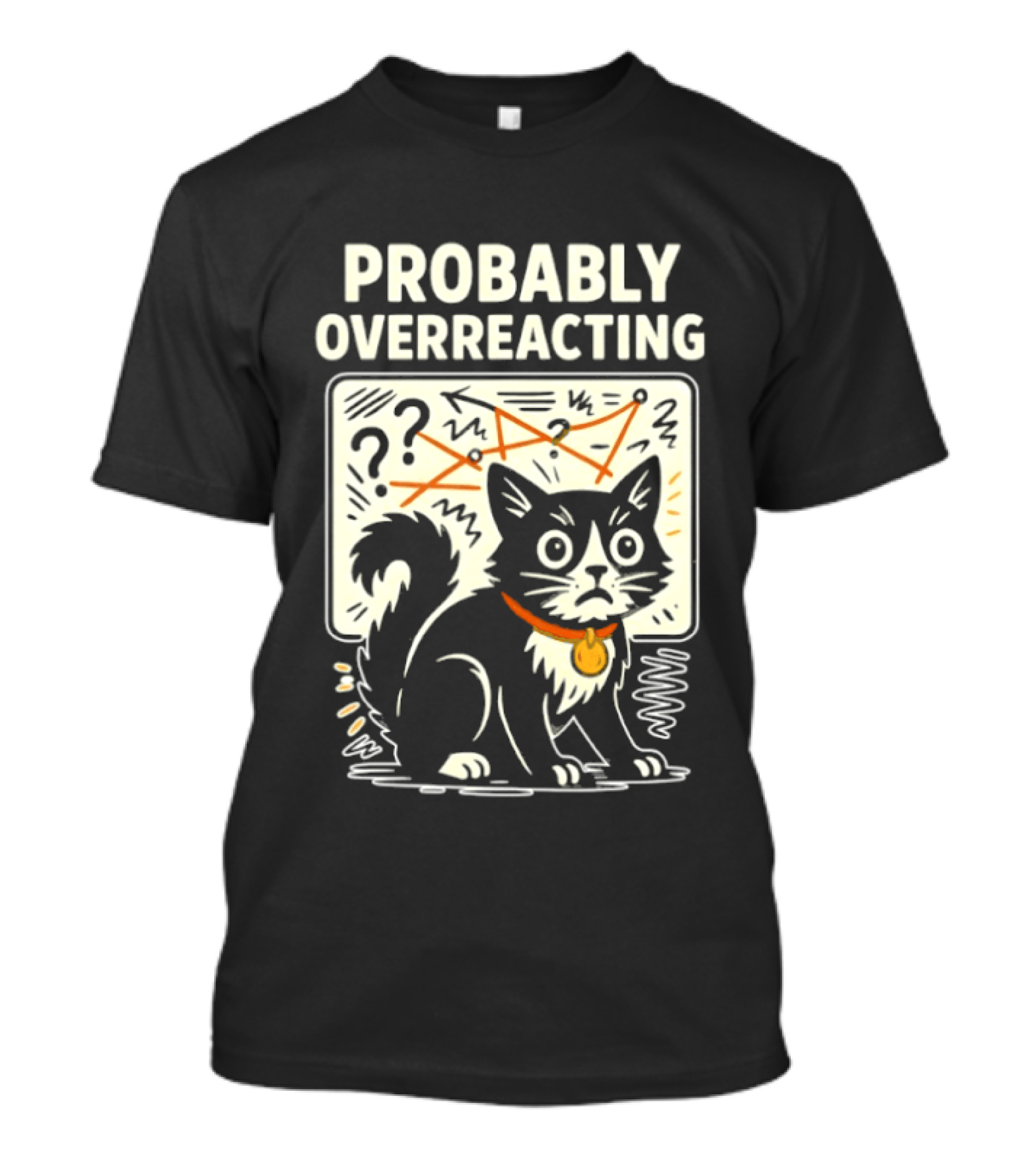 Tuxedo Cat Probably Overreacting Funny Chart Analysis T-Shirt