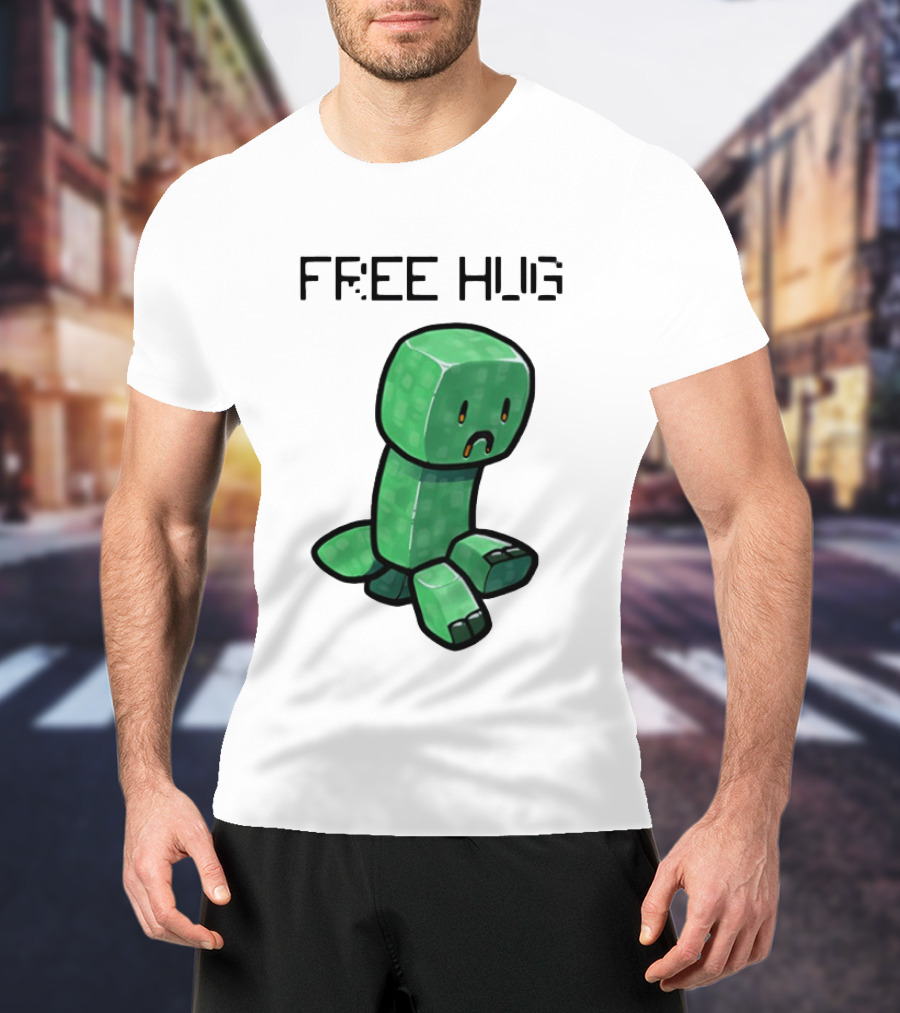 Sad Creeper Free Hug Pixel Art Fandom Humor T-Shirt