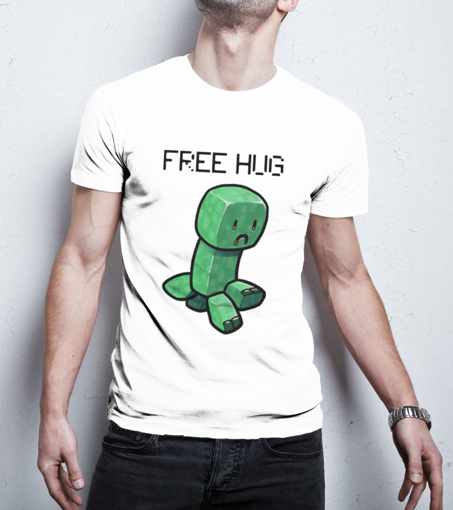 Sad Creeper Free Hug Pixel Art Fandom Humor T-Shirt