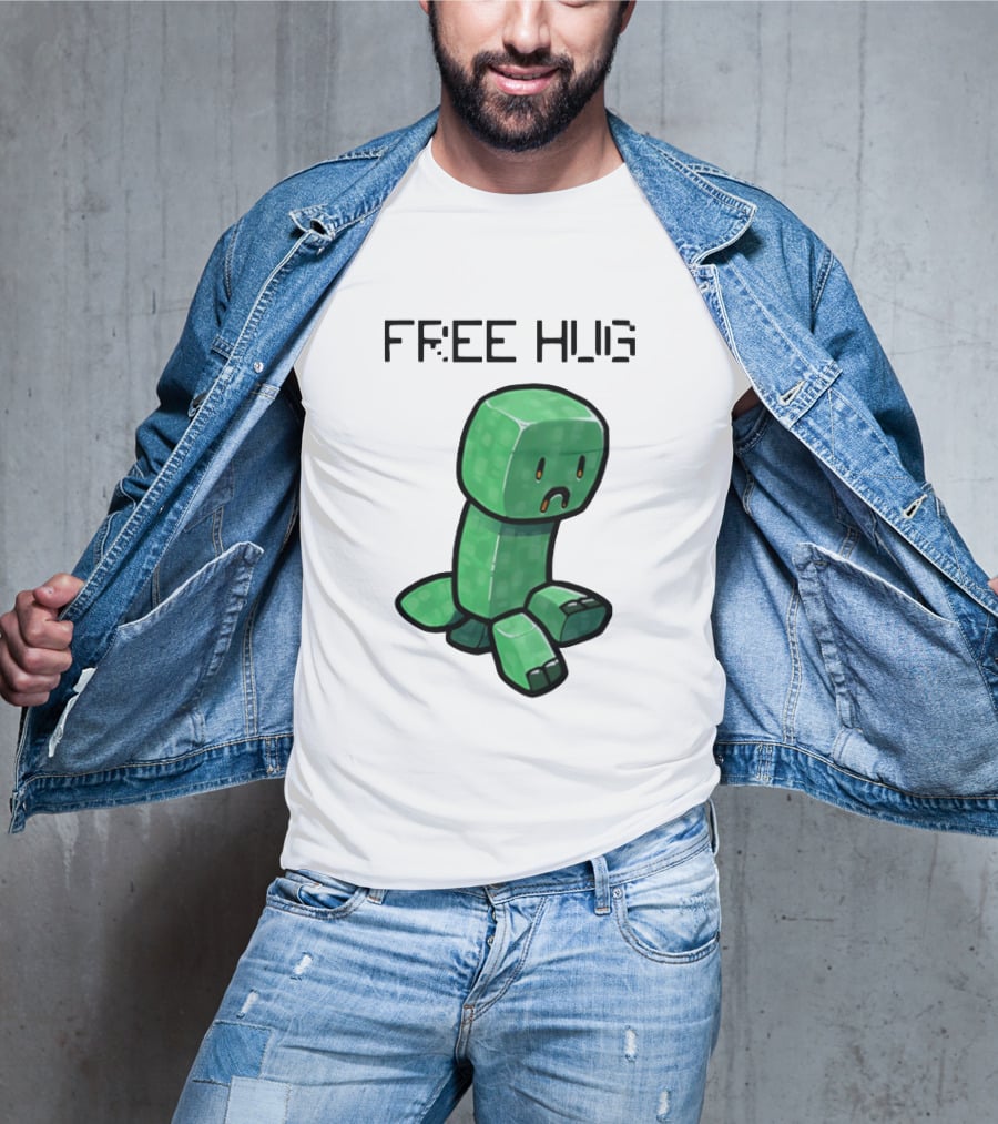 Sad Creeper Free Hug Pixel Art Fandom Humor T-Shirt