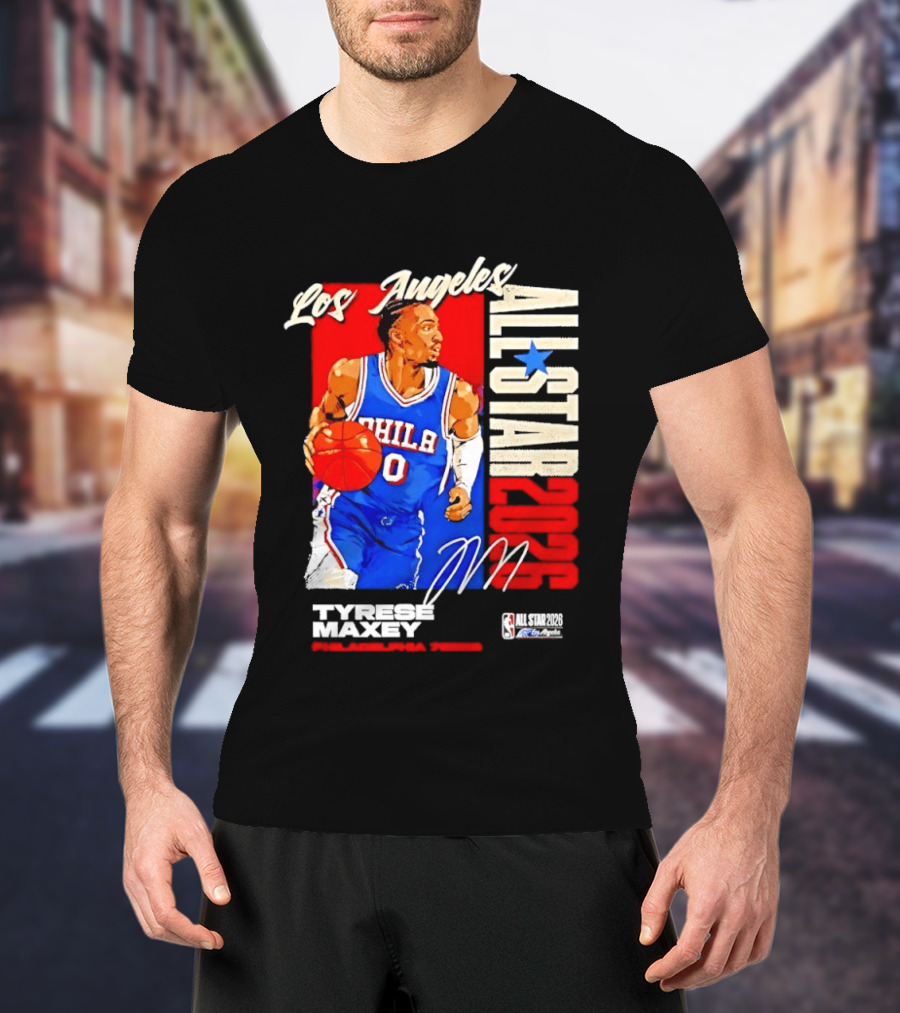 Los Angeles All Star 2026 Tyrese Maxey Philadelphia 76ers NBA Player T-Shirt