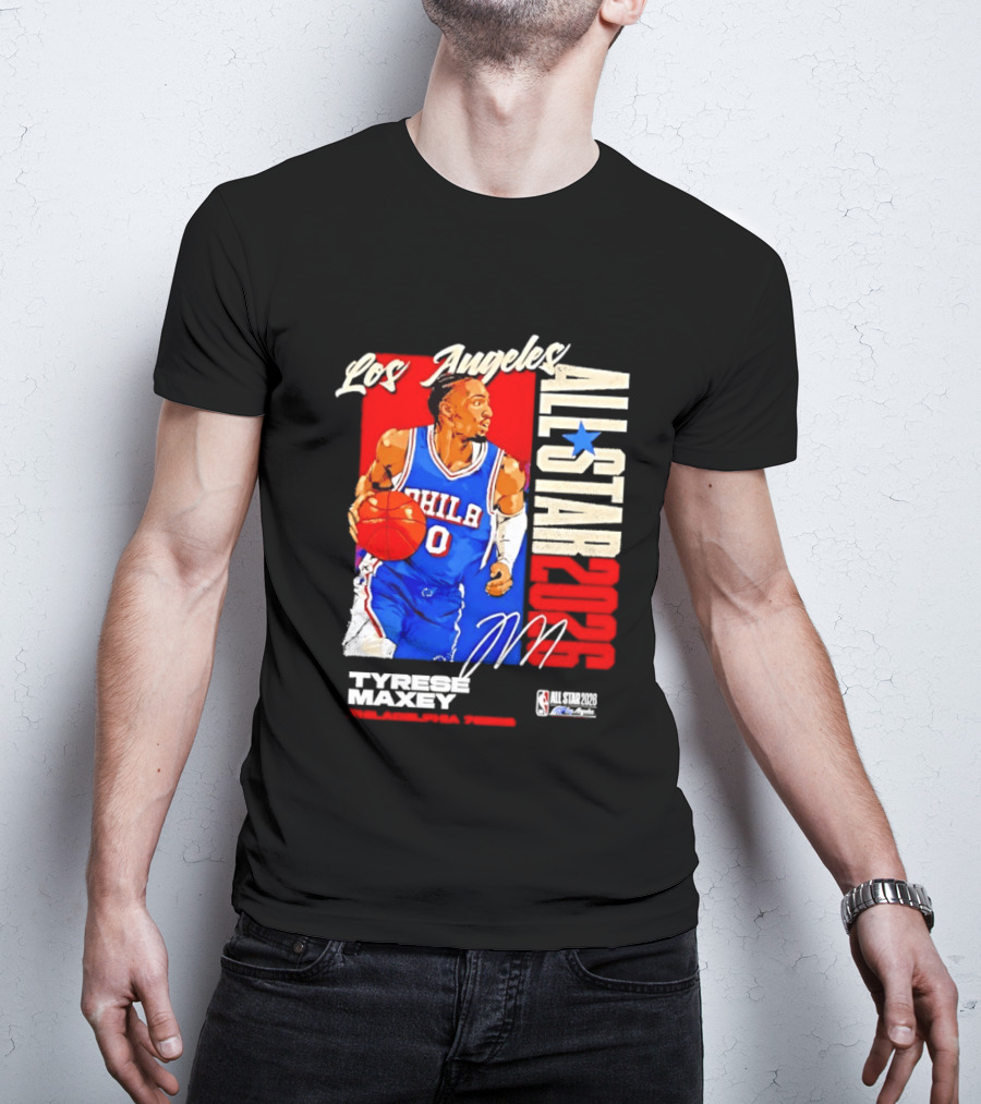 Los Angeles All Star 2026 Tyrese Maxey Philadelphia 76ers NBA Player T-Shirt