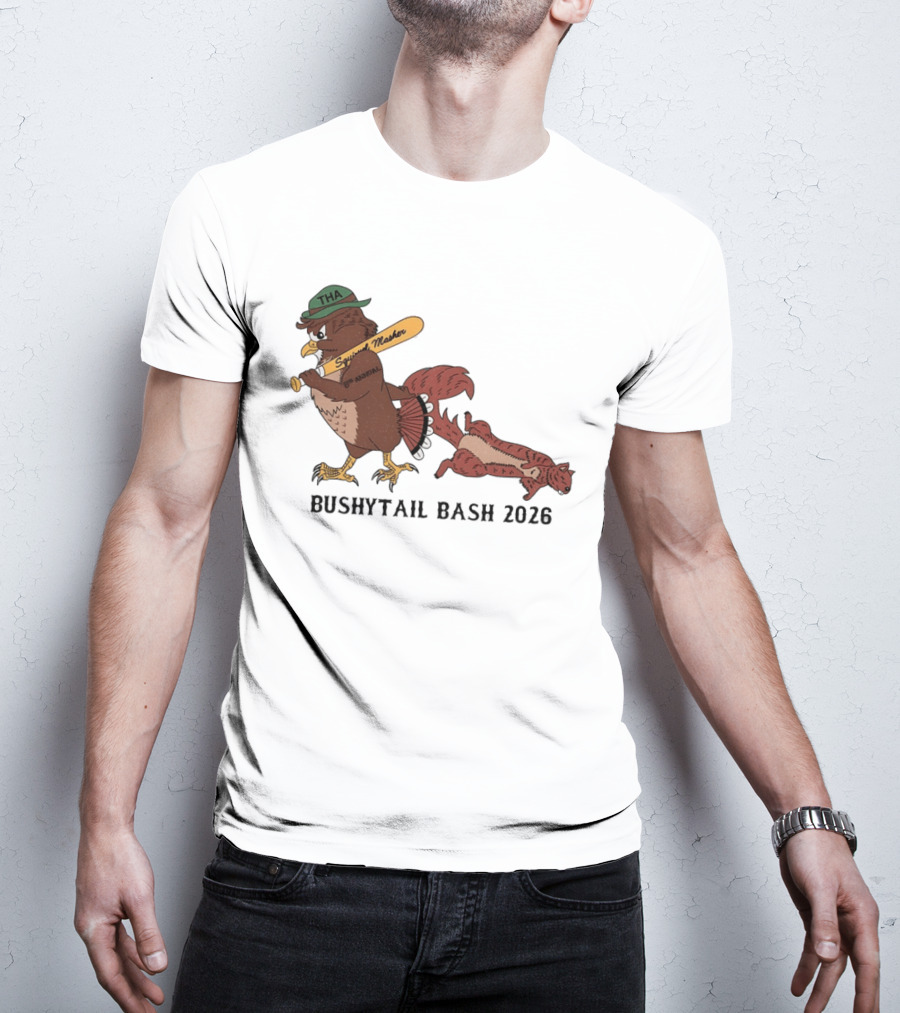 Bushytail Bash 2026 THA Squirrel Masher Owl Baseball T-Shirt